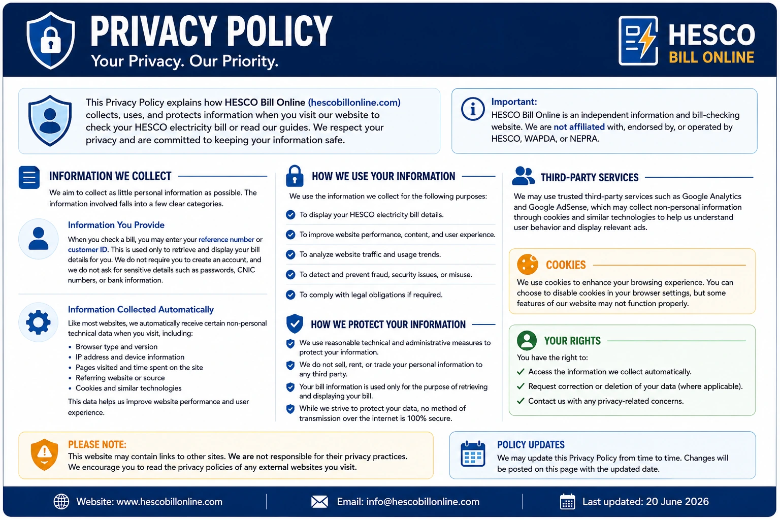 HESCO Bill Online privacy policy — how we collect, use and protect your information