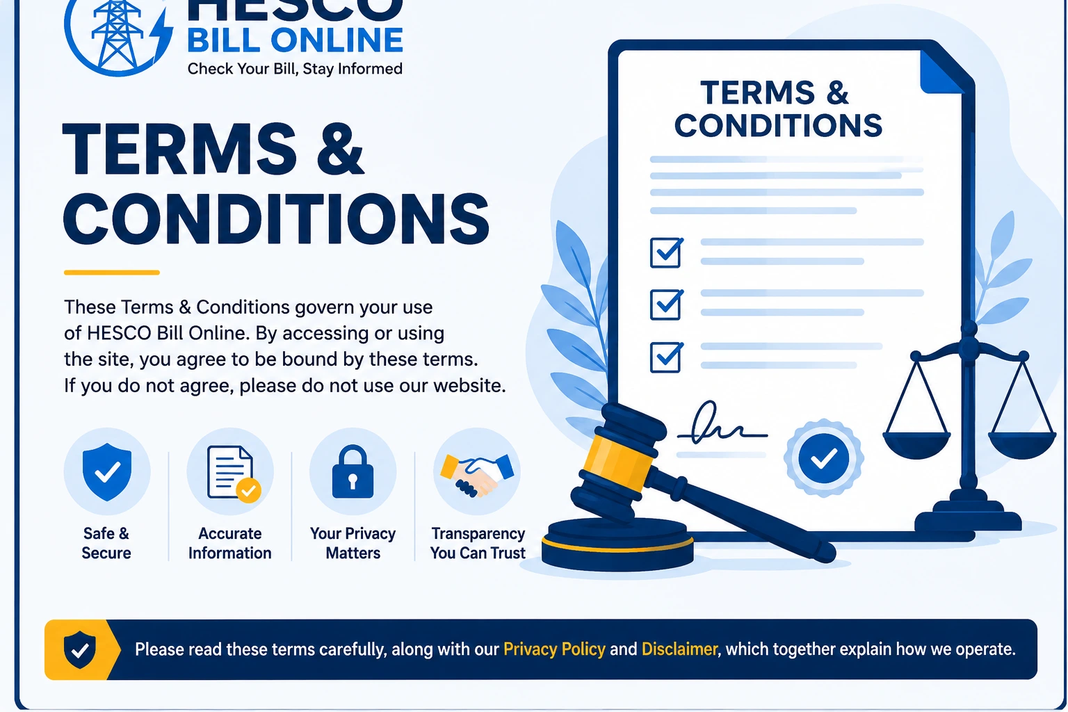HESCO Bill Online terms and conditions — rules for using our website